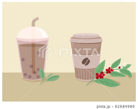 Bubble milk tea and coffee. Flat Vector illustration. 62684989