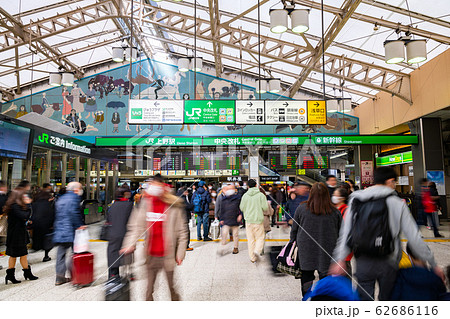 上野駅 中央改札の写真素材