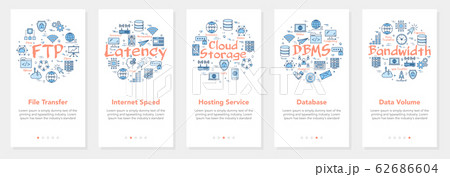 Vector five internet banners - FTP, Latency and bandwidth 62686604