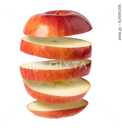 Flying apple on white background Flying apple on white background 62689266