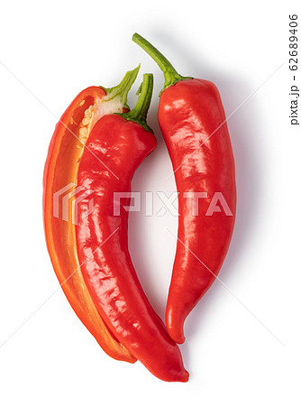 Red chili pepper on a white background Red chili pepper on a white background 62689406