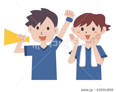 スポーツ サッカー 観戦 男女のイラスト素材