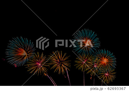 Beautiful colorful firework display at night for celebrate Beautiful colorful firework display at night for celebrate 62693367