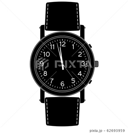 Wrist watch. Black outline icon 62693959