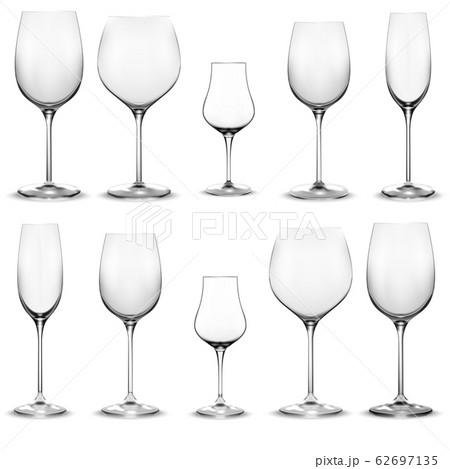 Set Of Empty Wine Glasses Wine Glassのイラスト素材