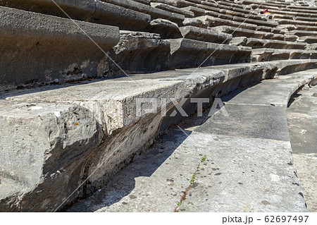A close-up view of an ancient amphitheater in A close-up view of an ancient amphitheater in 62697497