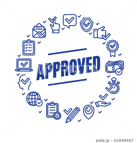 Approve Related Signs Round Design Template Thin Line Icon Concept. Vector 62698487