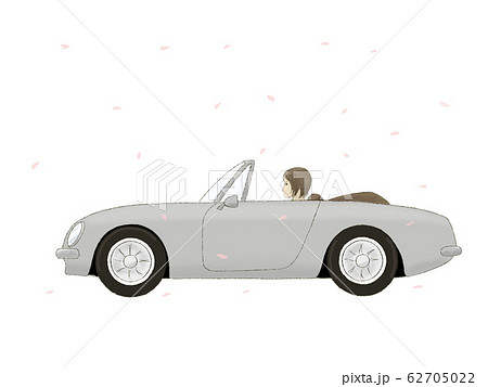 オープンカー　シルバー　女性　サクラ 62705022