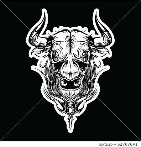 Bull Taurus Painted Tribal Ethnic Ornament のイラスト素材