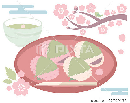 セット＿桜餅と桜 62709135