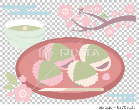 セット＿桜餅と桜 62709135