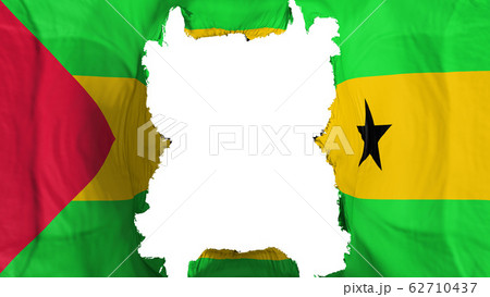Ripped Sao Tome and Principe flying flag Ripped Sao Tome and Principe flying flag 62710437