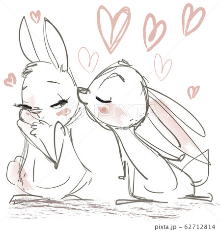 sketch with kissing cute hares sketch with kissing cute hares 62712814
