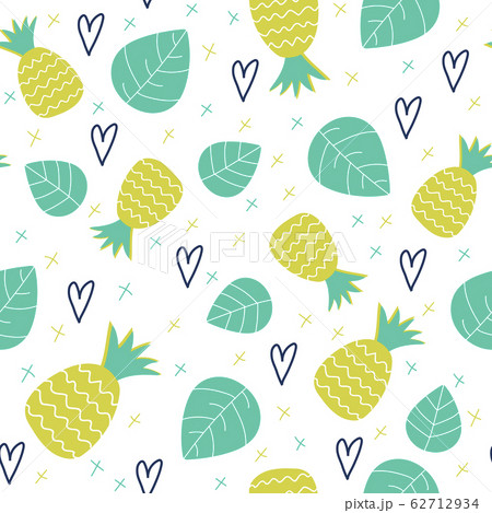 Seamless pineapple pattern. Tropical background vector illustration 62712934