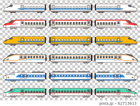 Simple and colorful Shinkansen illustration set with outline 62713613