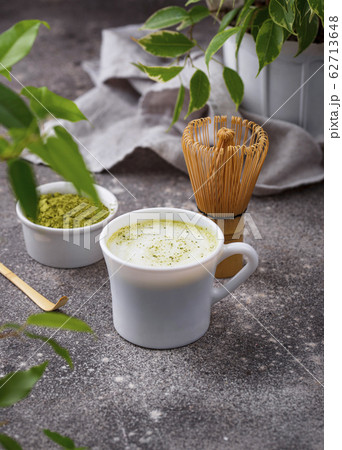 Green healthy matcha latte drink 62713648