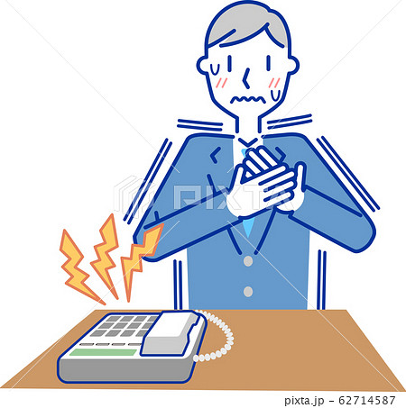 電話が鳴って緊張するビジネスマンのイラスト素材