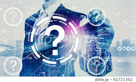 Question marks with businessman 62721302