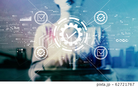 Quality control approval with businesswoman using a tablet 62721767