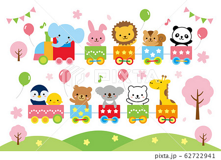 Cute Animal Train Cherry Stock Illustration