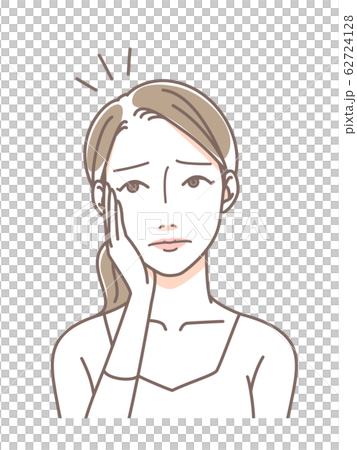 髪をきにする女性 62724128