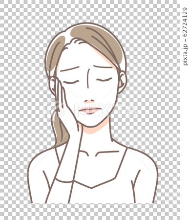 悩む女性　目閉じ 62724129