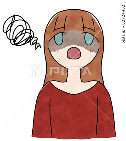 モヤモヤしている茶髪のロングヘアの女の子 モヤモヤしている茶髪のロングヘアの女の子 62724402