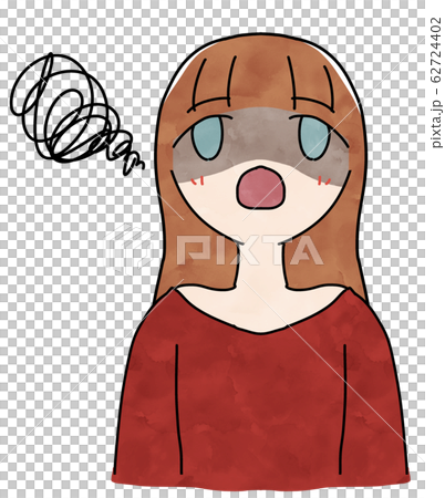 モヤモヤしている茶髪のロングヘアの女の子 モヤモヤしている茶髪のロングヘアの女の子 62724402