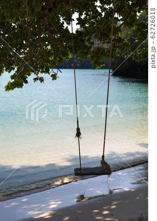 Rope swing on tropical beach tree. Summer holiday. Rope swing on tropical beach tree. Summer holiday. 62726018