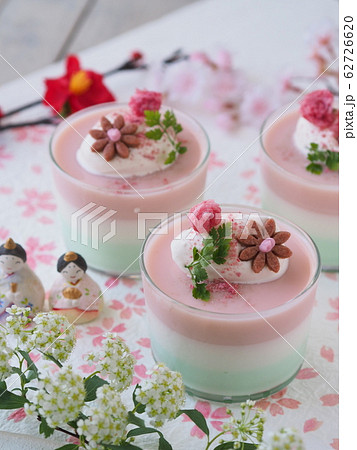 春スイーツ 桜3色ゼリー 62726620