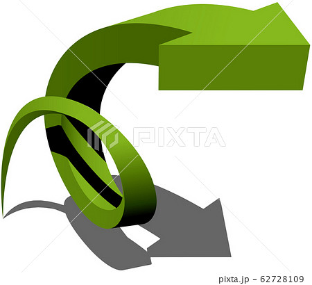 ベクターイラスト　徐々に大きくなるループ状の矢印イメージ　背景透明 62728109