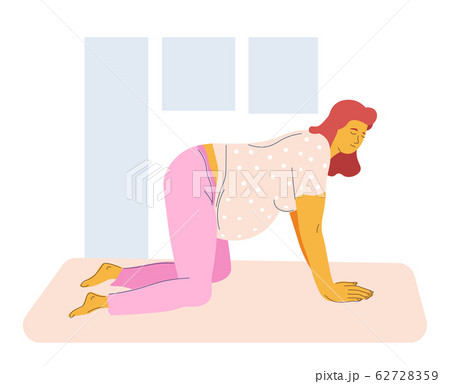 Childbirth preparing isolated icon, pregnant woman in gym 62728359