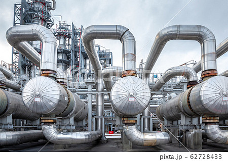 heat exchanger in an oil refinery, large size, daylight 62728433