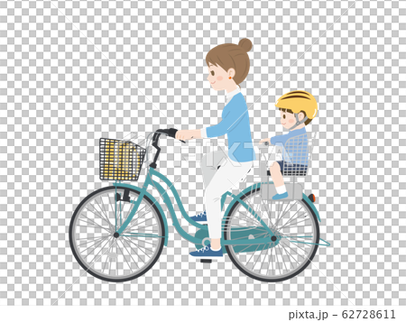 2人乗りの自転車に乗る母親 2人乗りの自転車に乗る母親 62728611