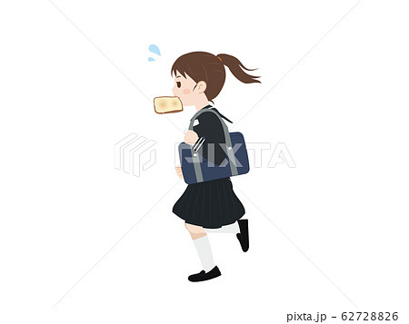 学生 女の子 遅刻のイラスト素材