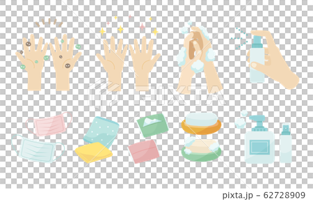 Hygiene supplies, hand-washing illustration Hygiene supplies, hand-washing illustration 62728909