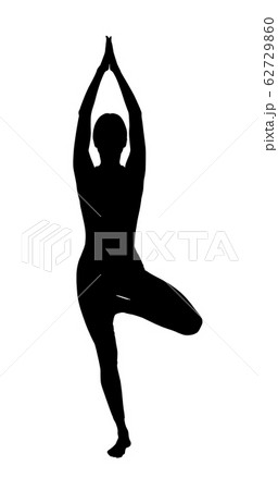 Black silhouette of woman doing yoga exercise. Black silhouette of woman doing yoga exercise. 62729860