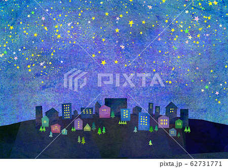 自然風景　住宅　夜空　花火 62731771