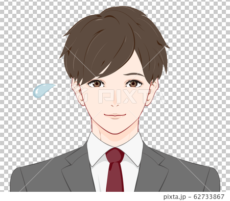困り笑いするスーツの男性のイラスト素材