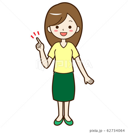 指差しポーズをする若い女性 62734064