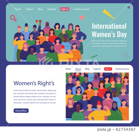 International women's day. Women of different cultures and nationalities fight for freedom and equality. Women's day concept. Vector 62734397