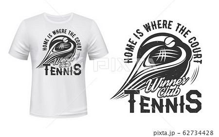 T-shirt print with tennis racket and ball 62734428