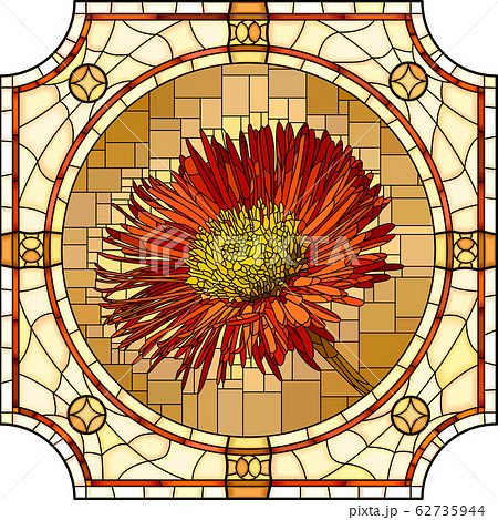 Vector mosaic illustration of blooming red erigeron. 62735944