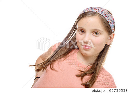 portrait of pre teenage girl isolated on a white portrait of pre teenage girl isolated on a white 62736533