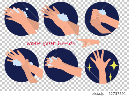 Hand wash hand illustration set 62737891