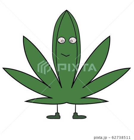 Flat Illustration Kawaii Icon Cannabisのイラスト素材