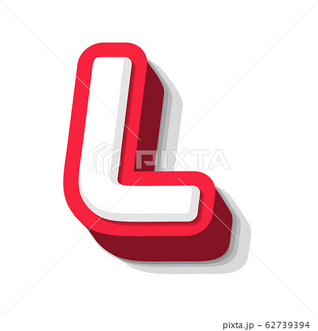 3D bold funny letter L, heavy type for modern super hero monogram, prize logo, comic graphic, fun and cool poster and education game. Extrude style vector typography design 62739394