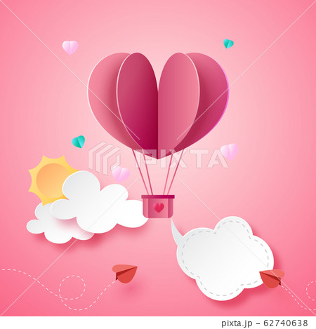 Paper art style of valentine's day greeting card template background.Vector illustration. 62740638