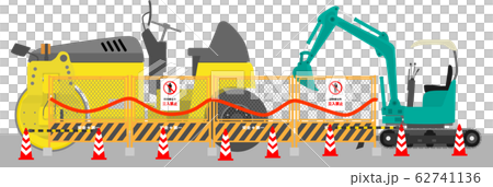 Construction site road rollers and excavators 62741136