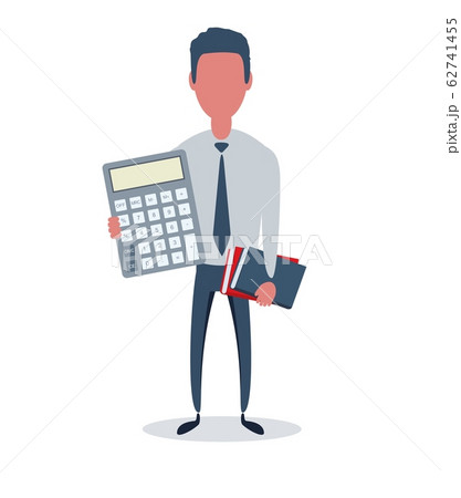 Businessman or clerk. Male character in trendy simple style with objects, flat vector illustration. Businessman or clerk. Male character in trendy simple style with objects, flat vector illustration. 62741455
